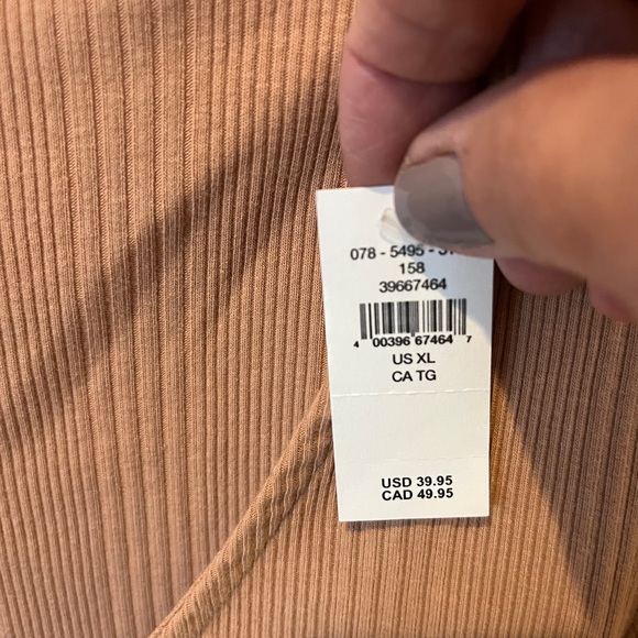 AERIE camel color bodysuit. Size XL. New with tags - Picture 4 of 4